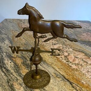 Antique Copper and Brass Weather Vane Trotting Horse Table Top